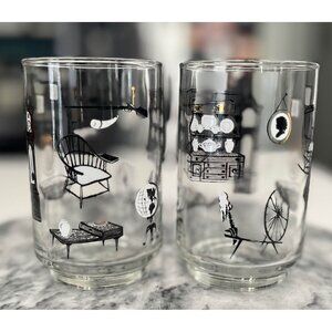 MCM- VTG Libbey Curio Collection Collins 2 Glass Designed by Freda Diamond 1953